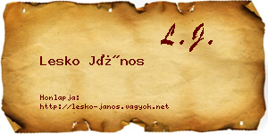 Lesko János névjegykártya